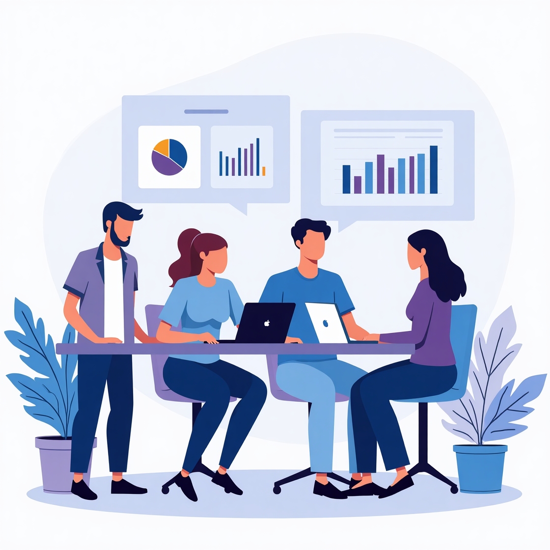 The Upfinity team collaborating around a shared table